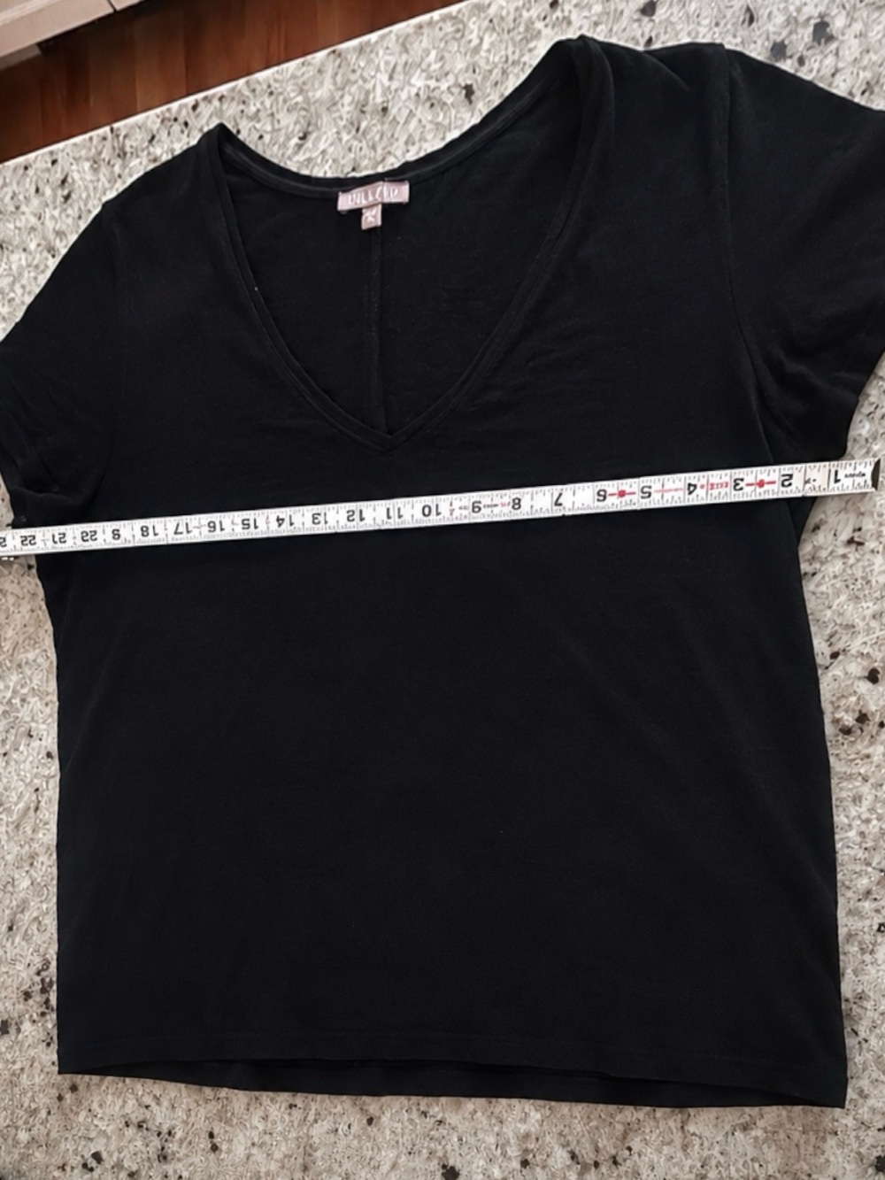 Lilla P Black V-Neck Slub Cotton T-Shirt Short Sleeve Lightweight Basic Tee XL - Picture 5 of 6